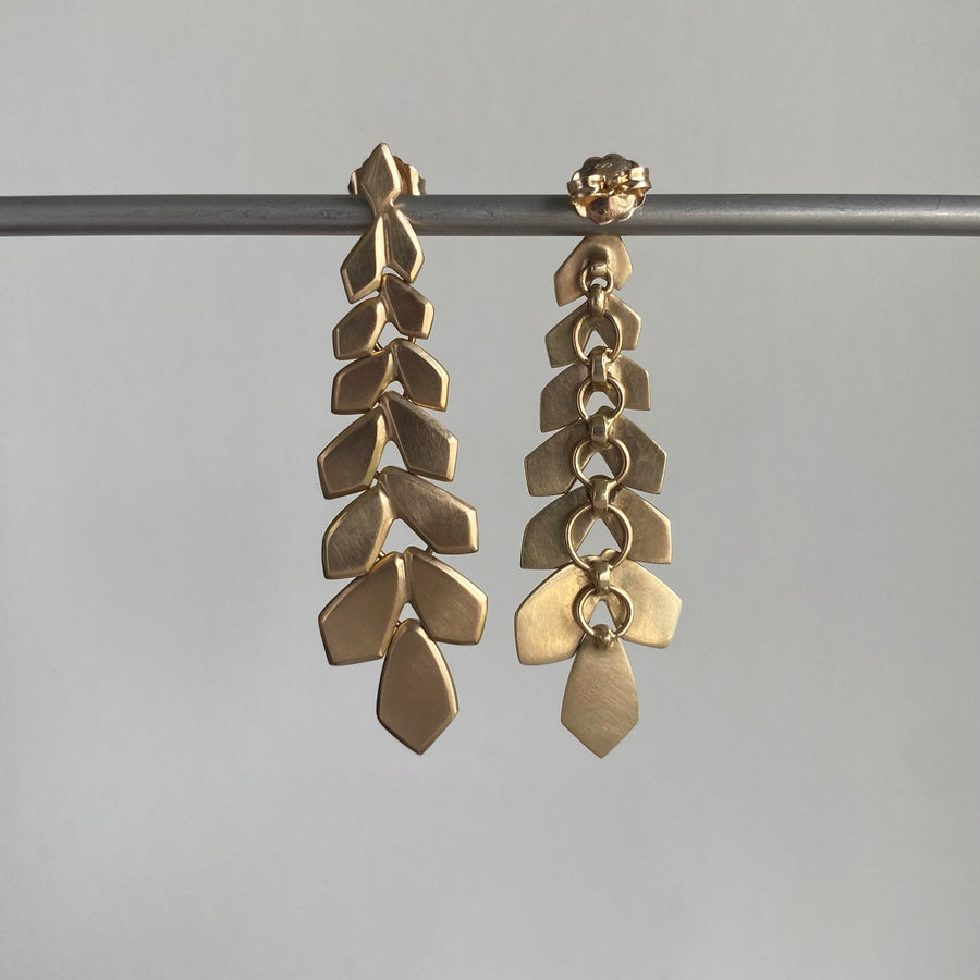 Large Gold Weeping Willow Earrings