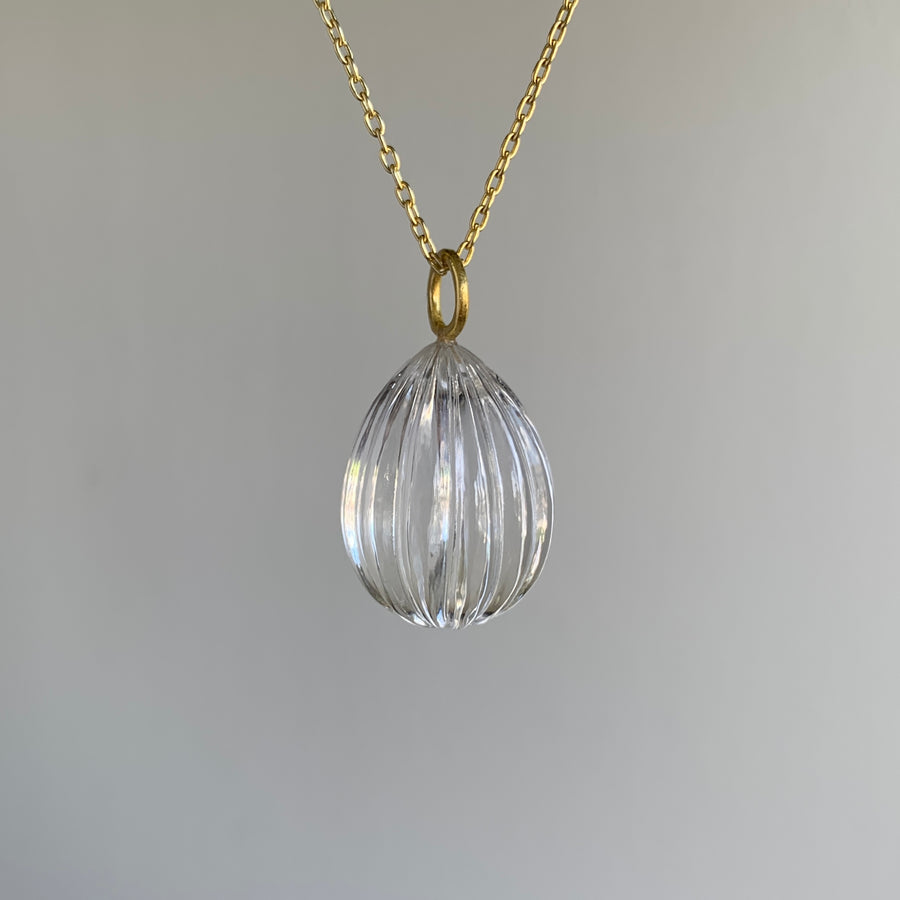 Rock Crystal Fluted Drop Necklace