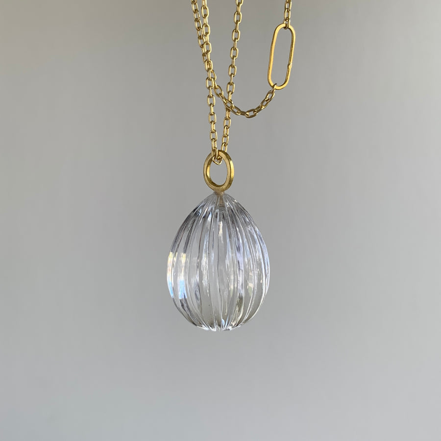 Rock Crystal Fluted Drop Necklace