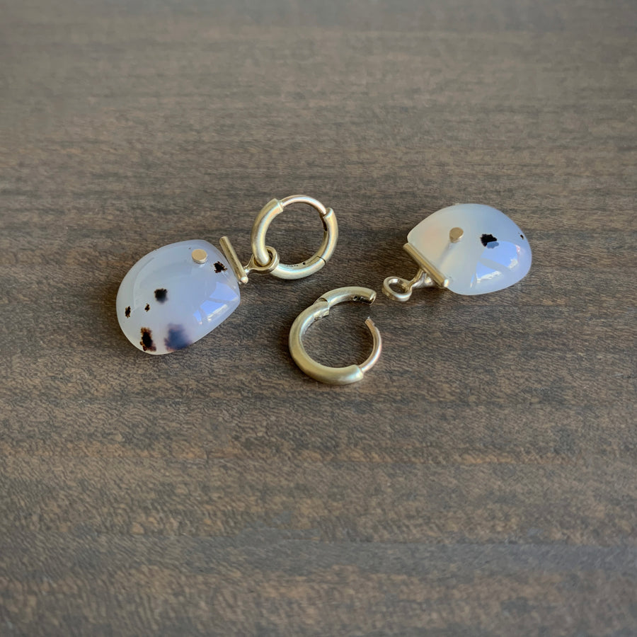 S. Yamane Hinged Hoops with Agate Shields