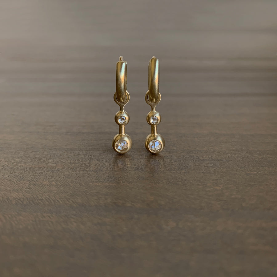 S. Yamane Hinged Hoops with Double Rose Cut Diamond Drops