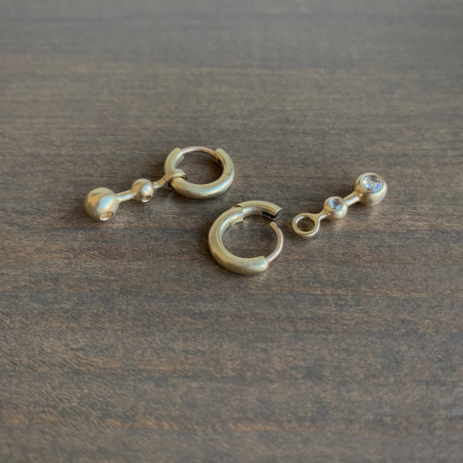 S. Yamane Hinged Hoops with Double Rose Cut Diamond Drops