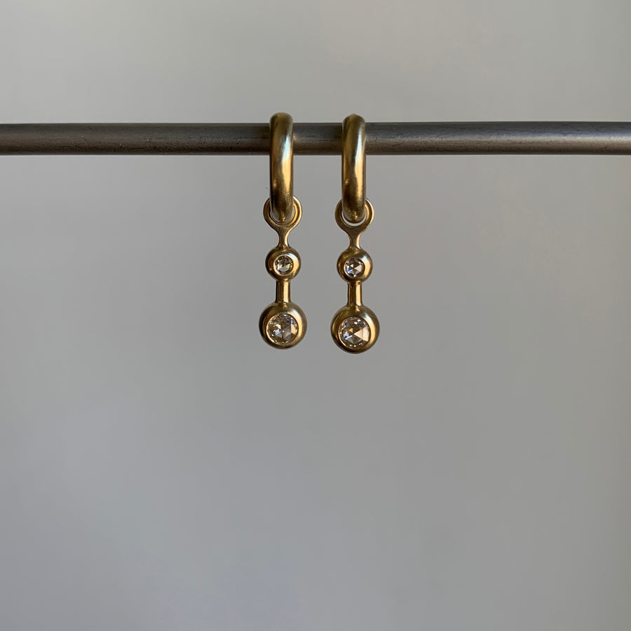 S. Yamane Hinged Hoops with Double Rose Cut Diamond Drops