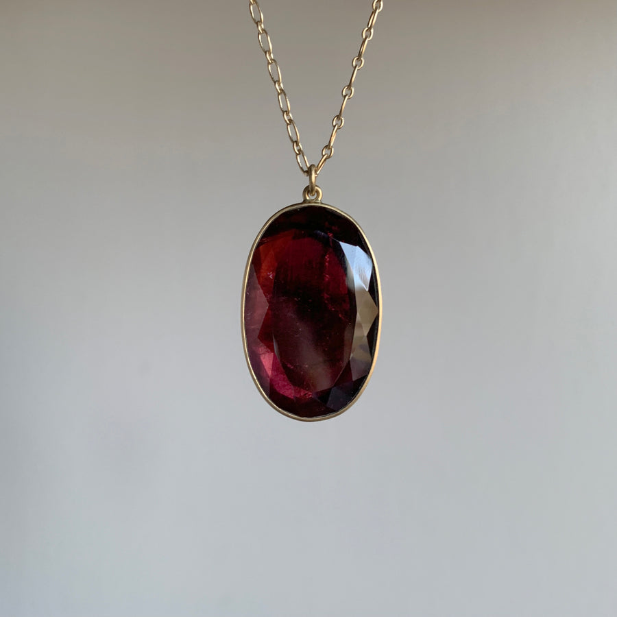 Large Burgundy Tourmaline Oval Pendant