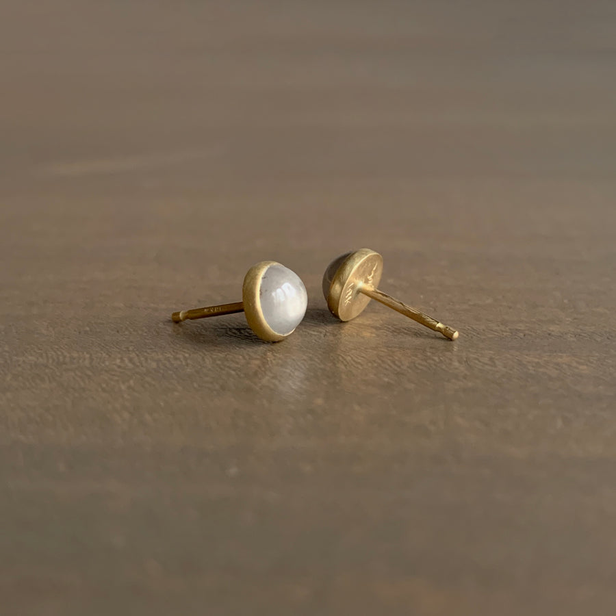 Pale Grey Diamond Cabochon Studs