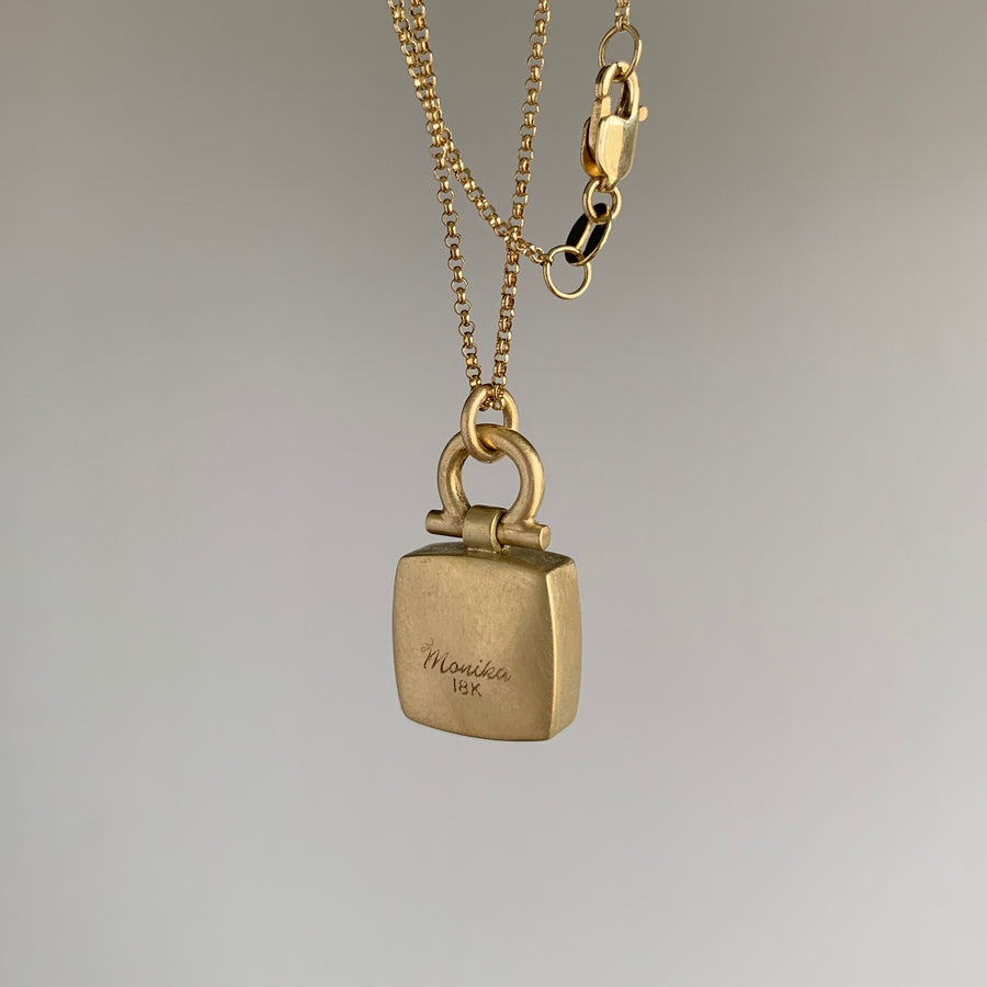 Aquamarine Square Tablet Pendant with Hinged Bail