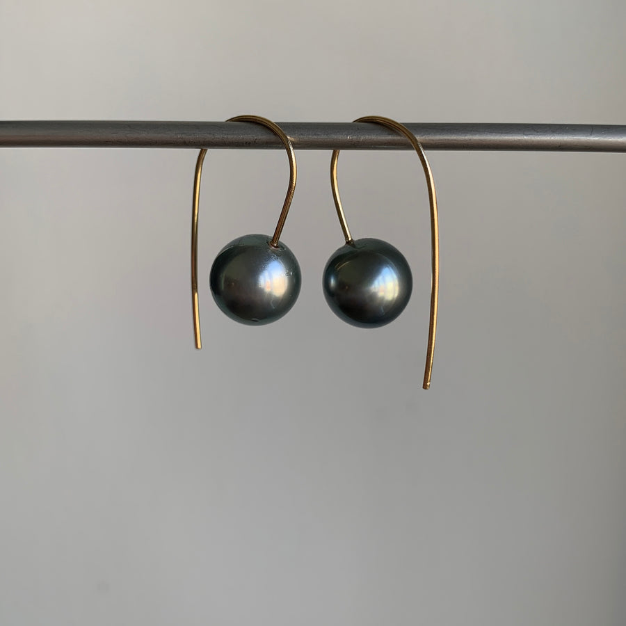 Round Tahitian Pearl Drop Earrings