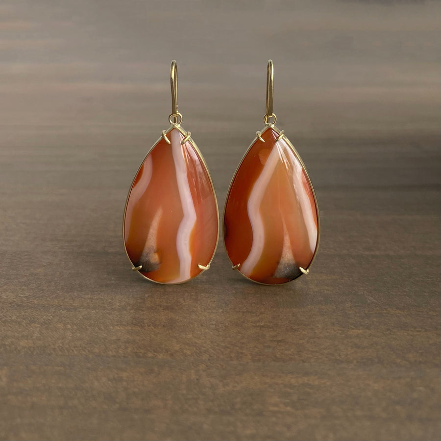 Banded Figured Carnelian Earrings