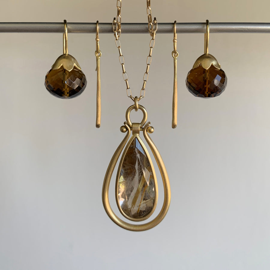 Olive Quartz Morning Glory Pod Earrings