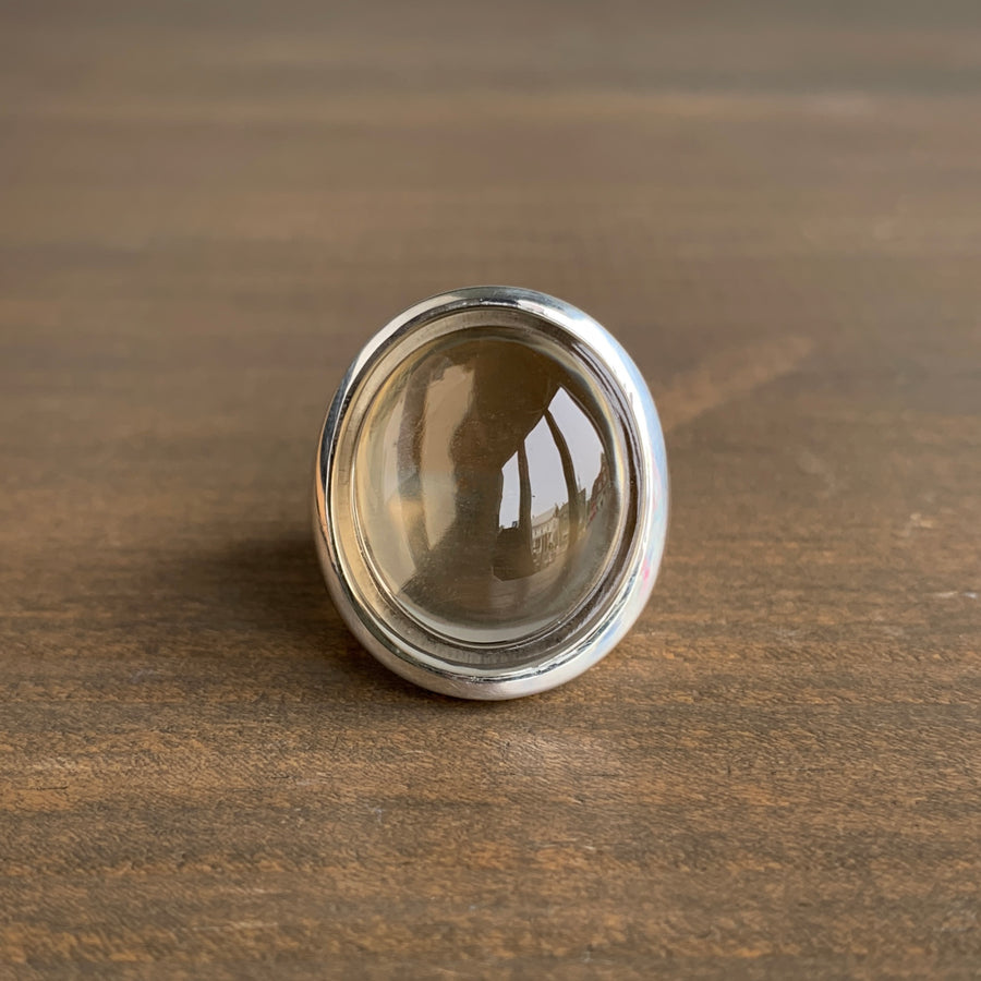 S. Yamane Carved Smoky Quartz Lunette Ring