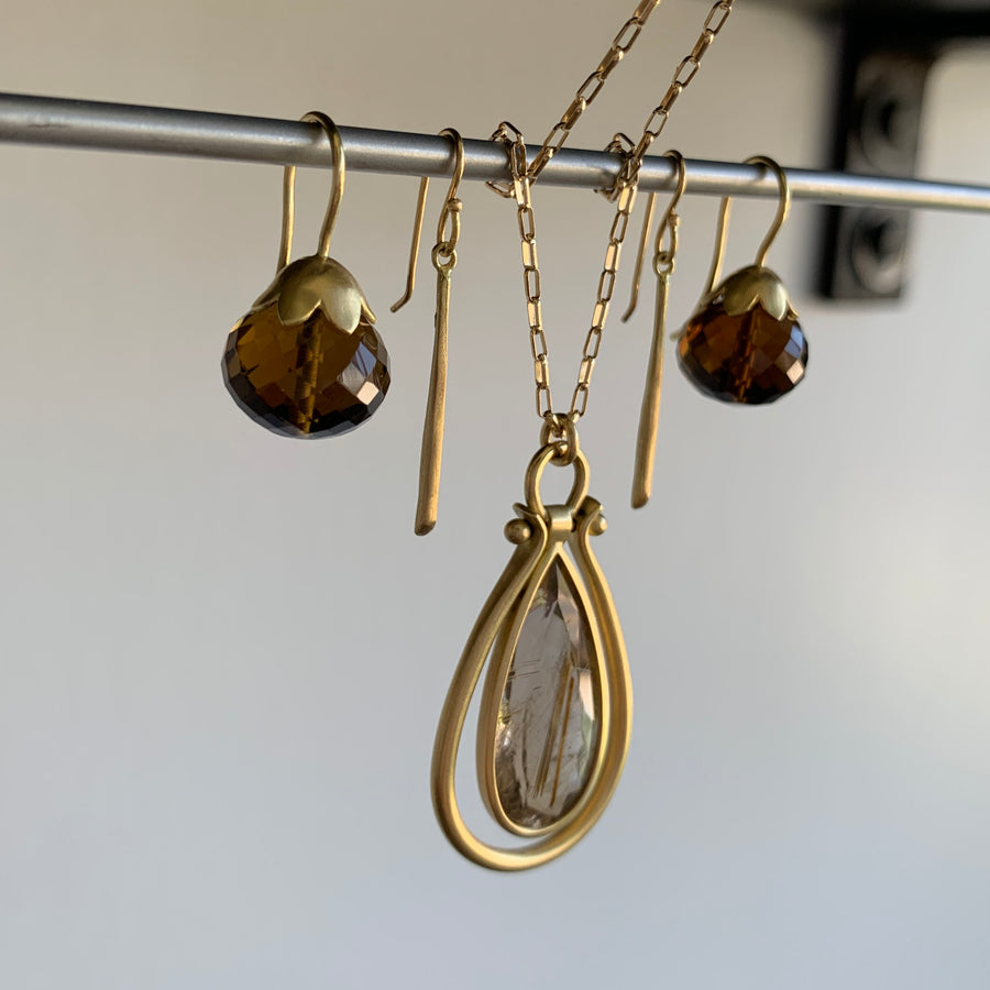 Olive Quartz Morning Glory Pod Earrings