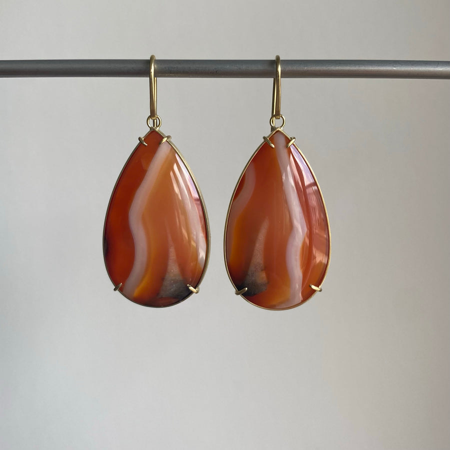 Banded Figured Carnelian Earrings