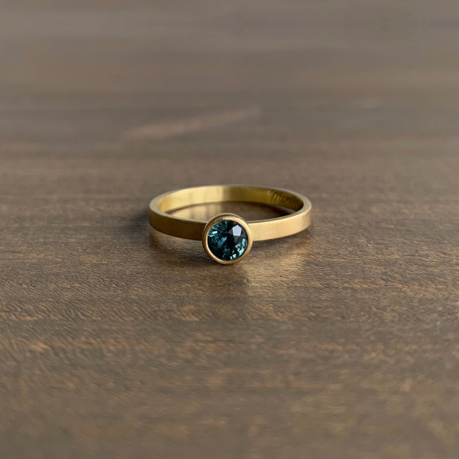 Green/Blue Round Sapphire Stacking Ring