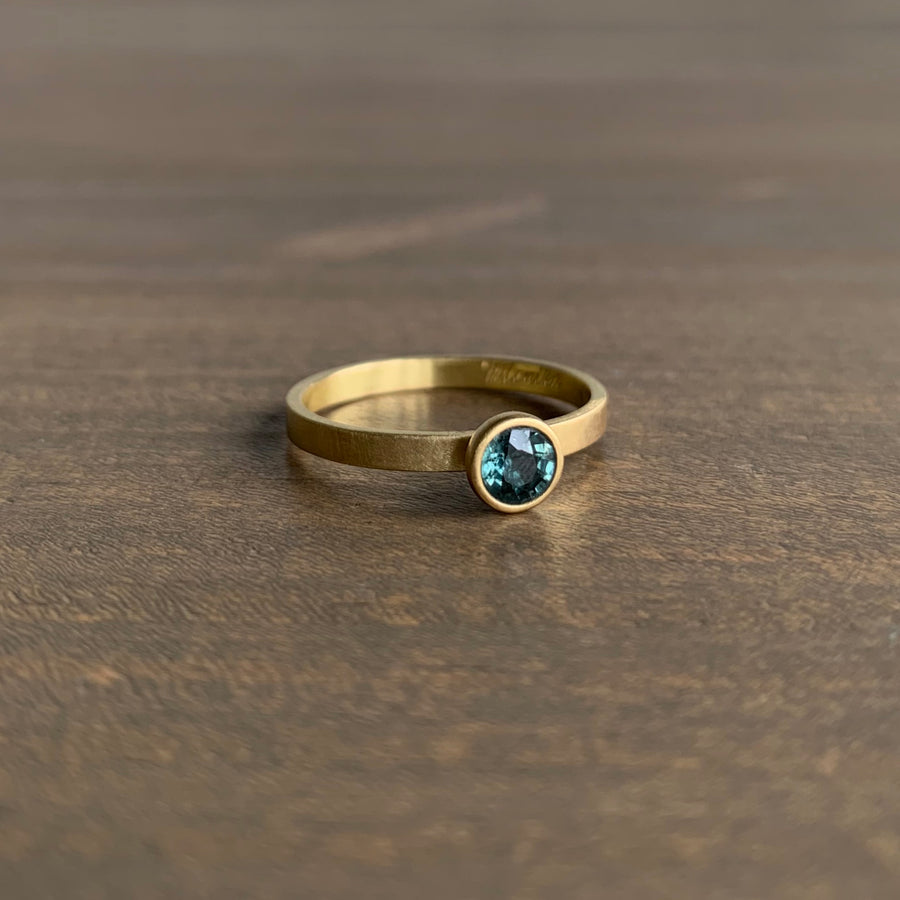 Green/Blue Round Sapphire Stacking Ring