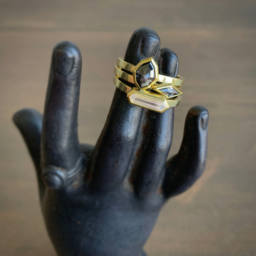 Grey Diamond Geometric Marquise Ring