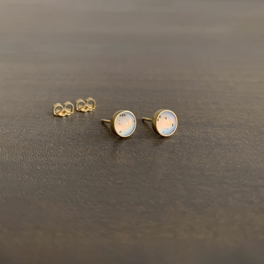 Small Montana Agate Round Stud Earrings