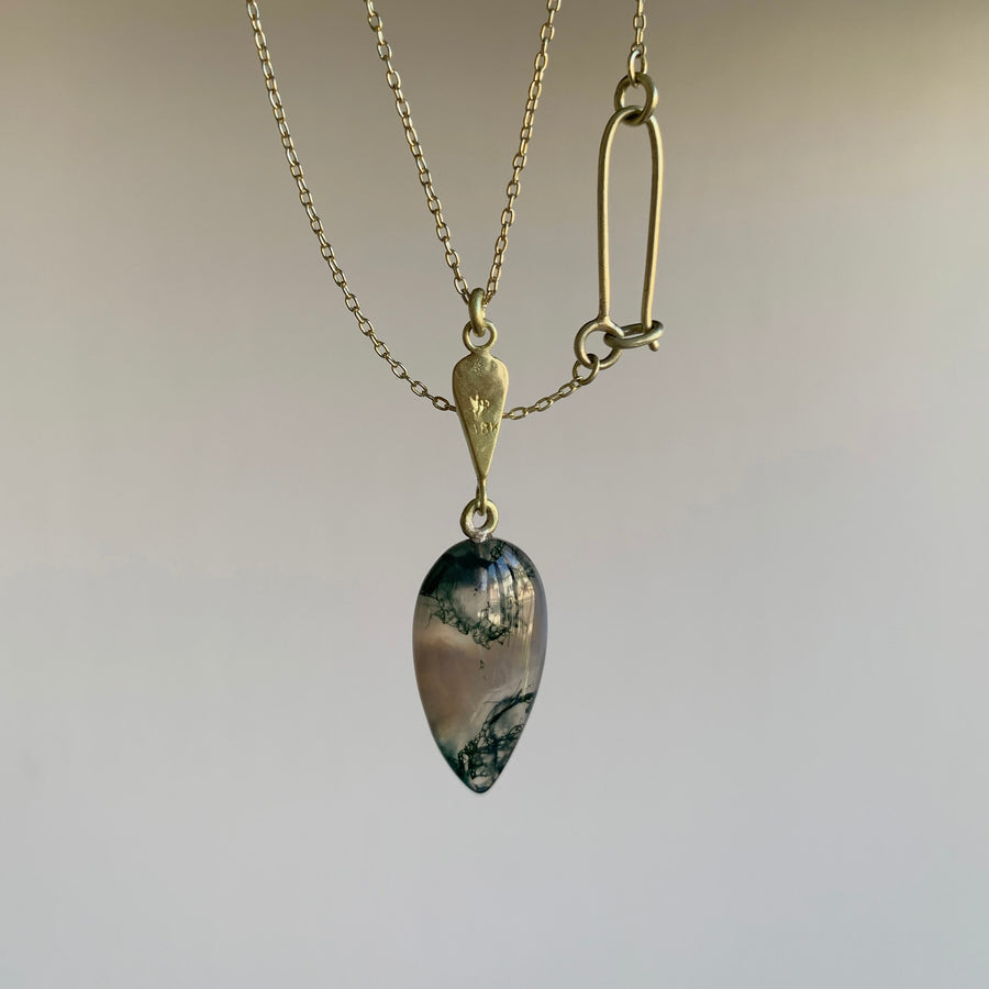 Moss Agate Lacryma Necklace