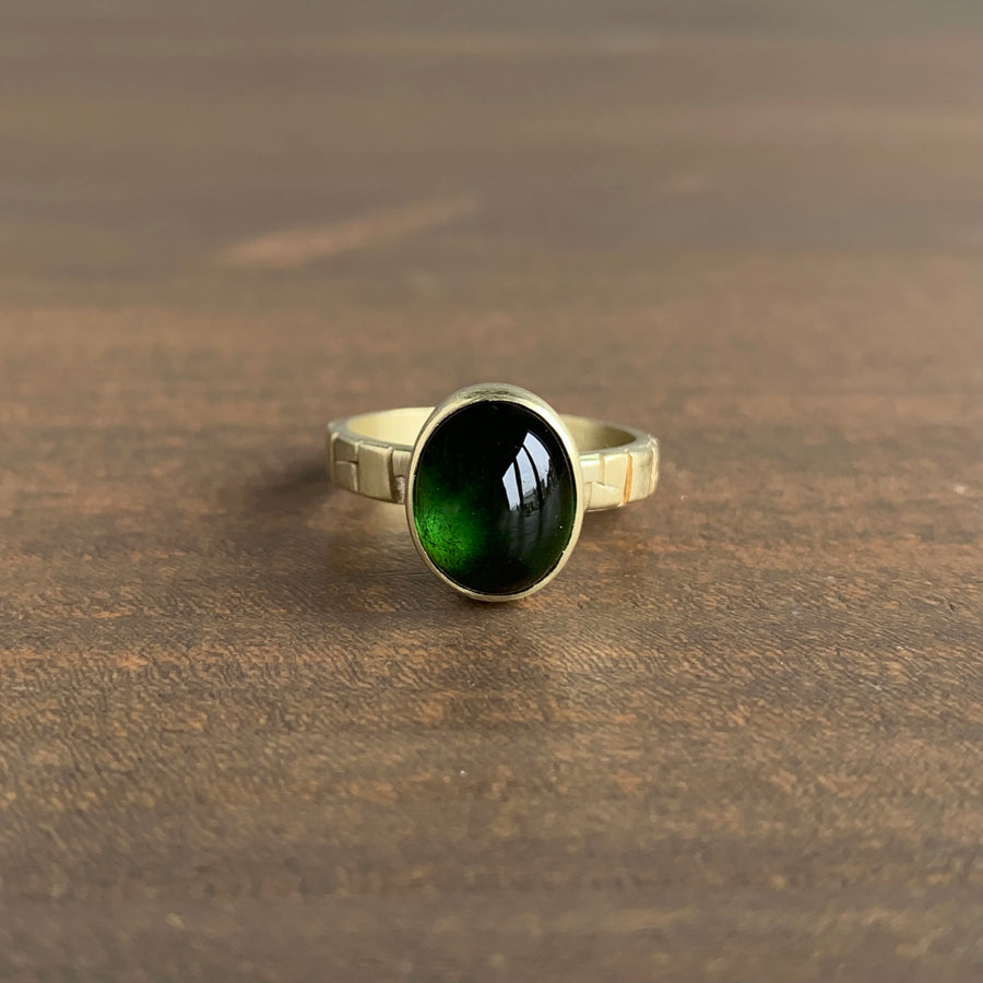 Cobble Hill Green Tourmaline Oval Cabochon Ring