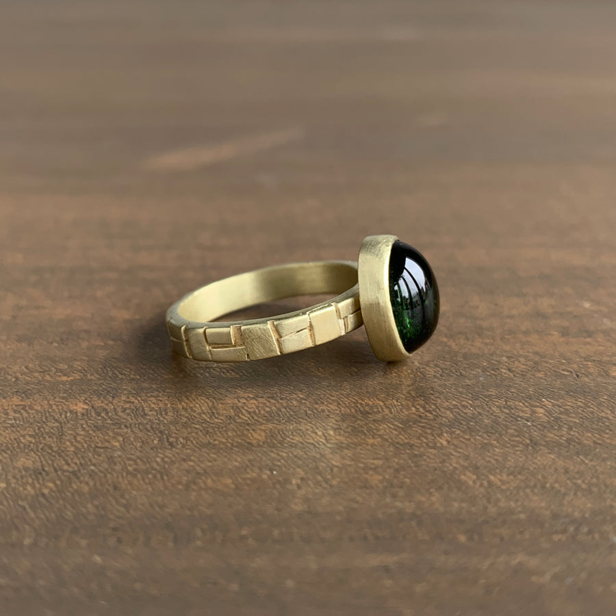 Cobble Hill Green Tourmaline Oval Cabochon Ring