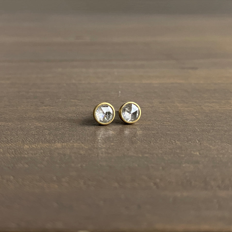 Round Icy Rose Cut Diamond Studs