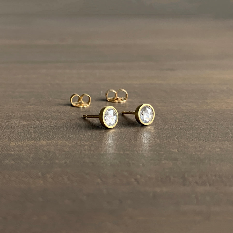 Round Icy Rose Cut Diamond Studs