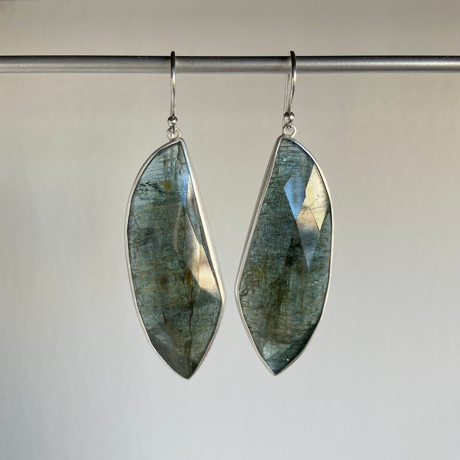 Moss Aquamarine Leaf Earrings