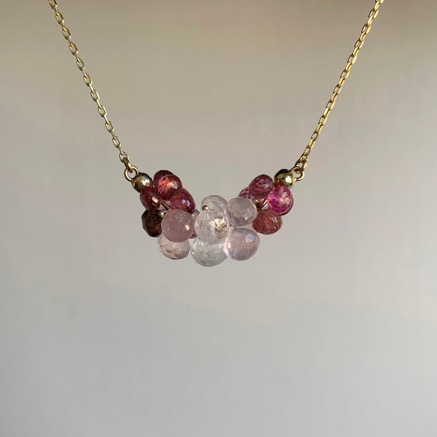 Large Pink Tourmaline & Rose Quartz Cloud Necklace