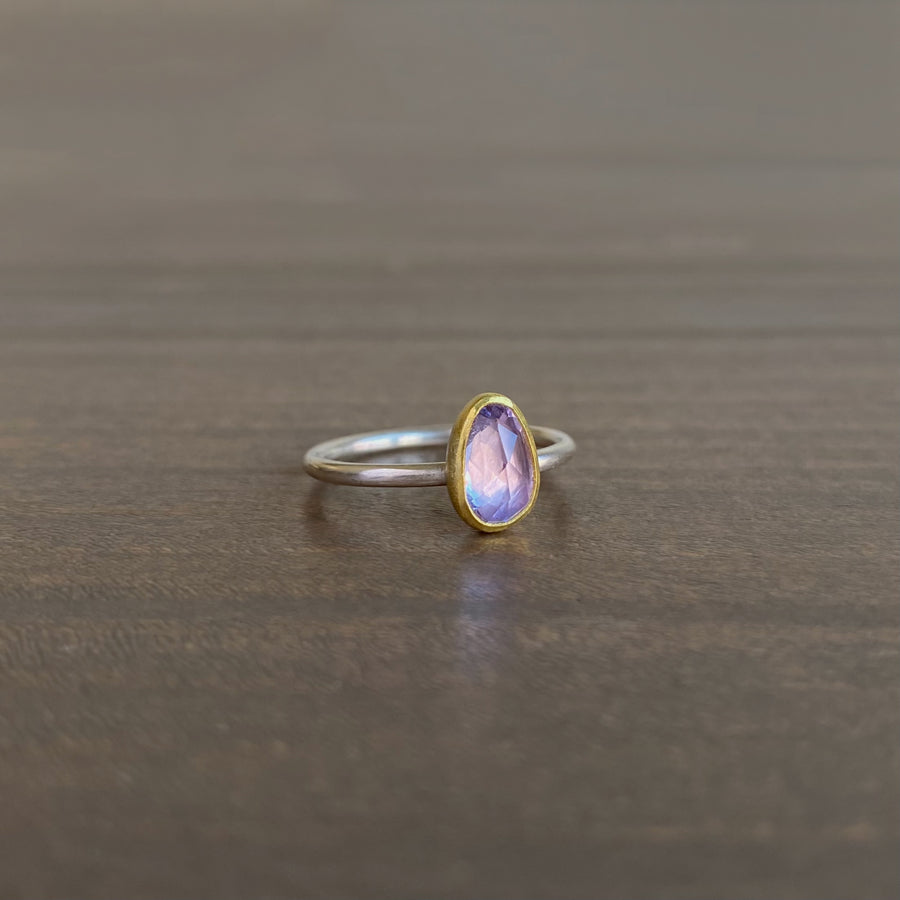 Lavender Sapphire Rose Cut Ring