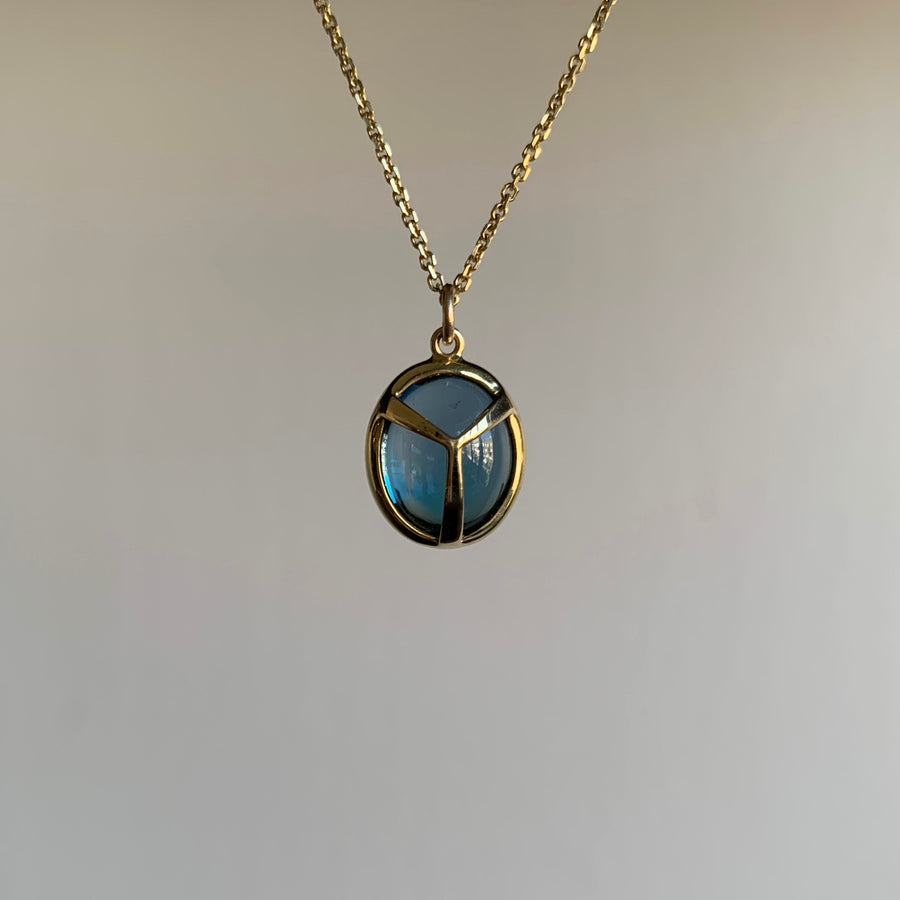 London Blue Topaz Lucky Scarab Pendant