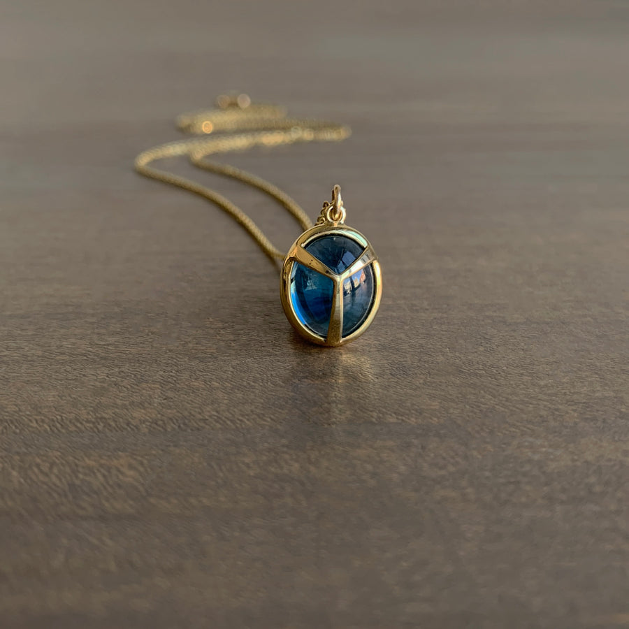 London Blue Topaz Lucky Scarab Pendant