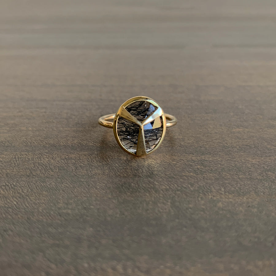 Tourmalated Quartz Lucky Scarab Ring