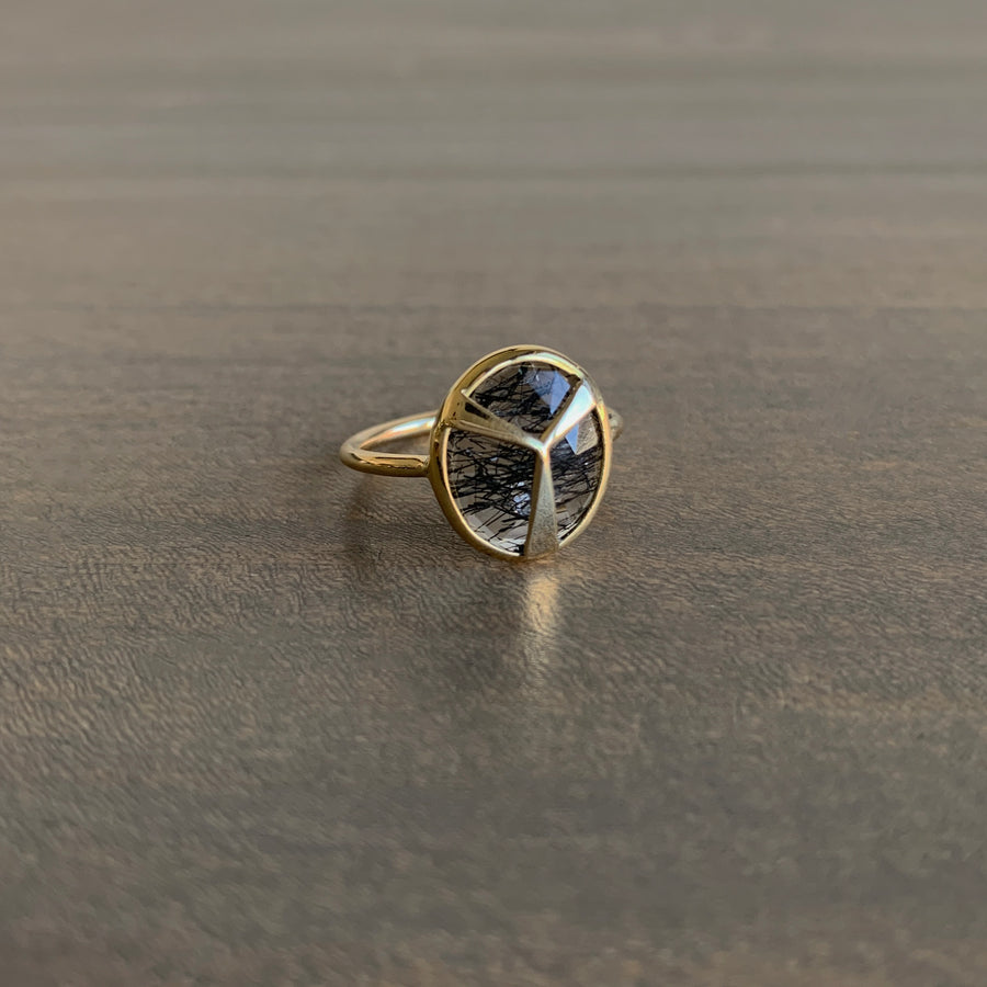 Tourmalated Quartz Lucky Scarab Ring