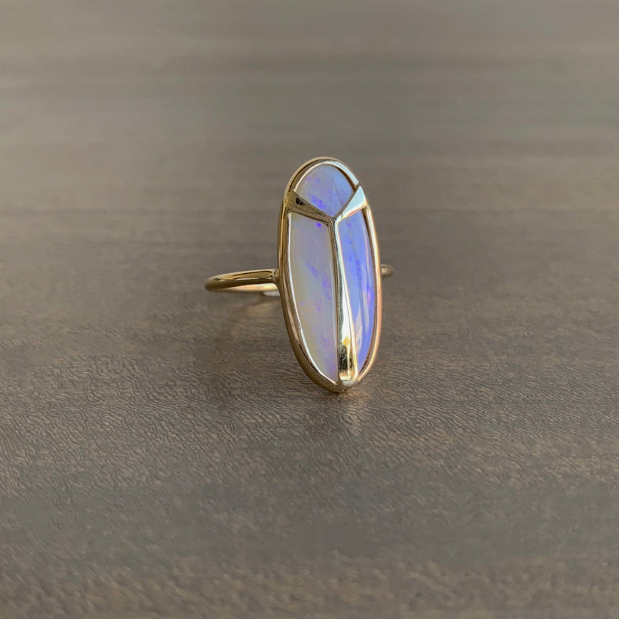 White Opal Lucky Scarab Ring