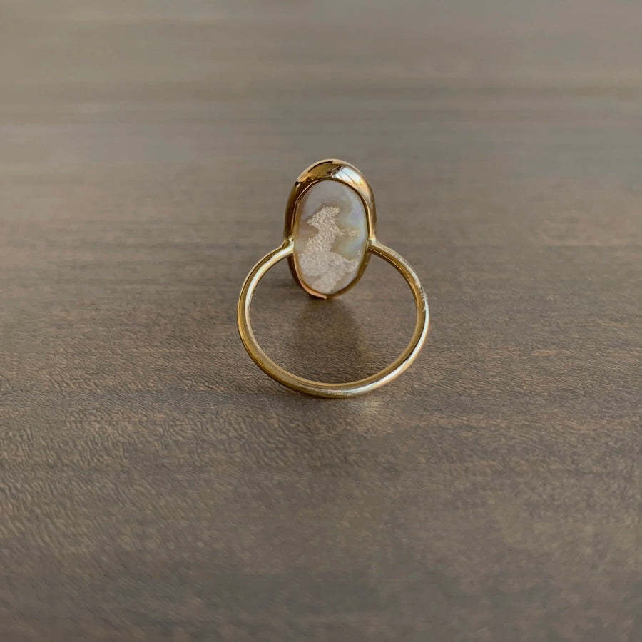 White Opal Lucky Scarab Ring