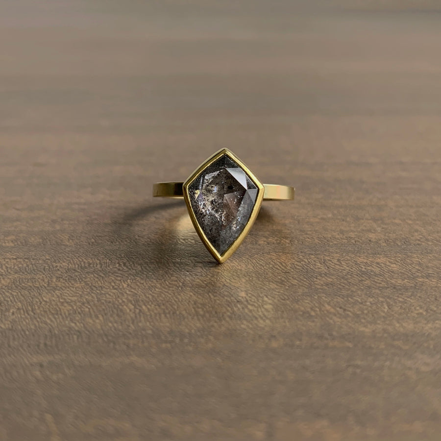 Gray Diamond Shield Ring