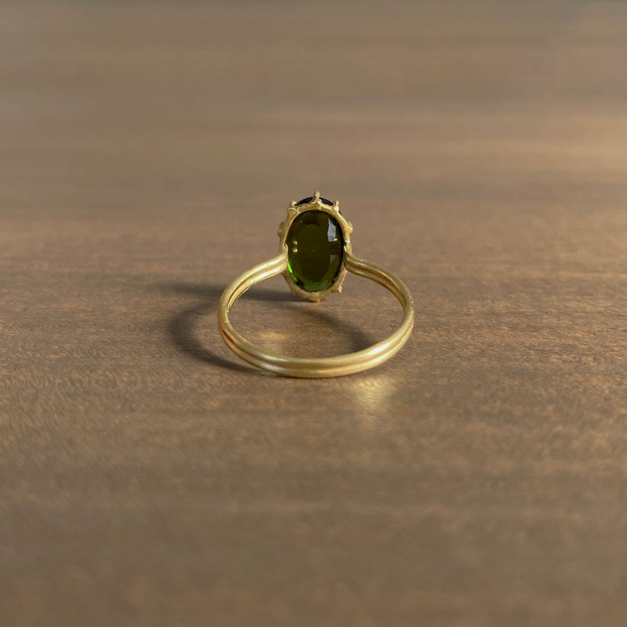 Faceted Oval Green Tourmaline Ring