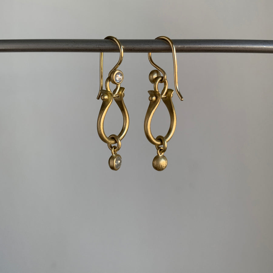 Small Gold Lyre Earrings with Diamonds