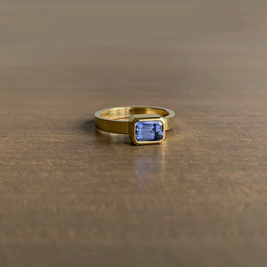 Sapphire Rectangle East-West Ring
