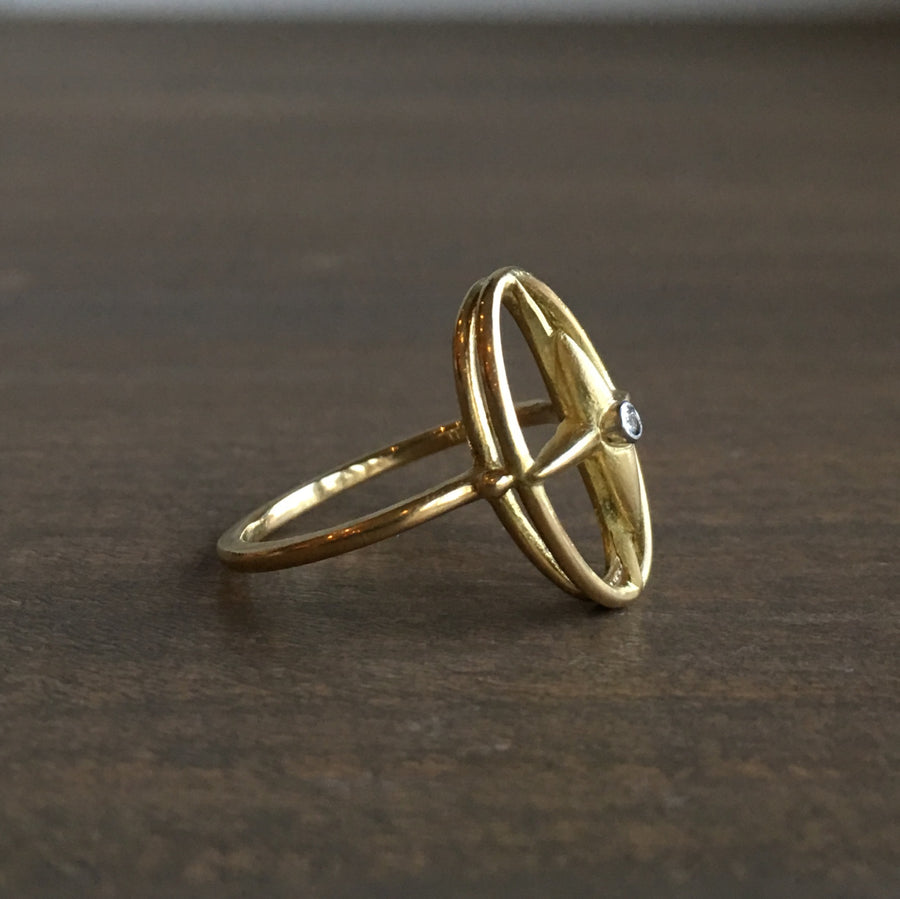 Gold Star Cross Ring with Diamond