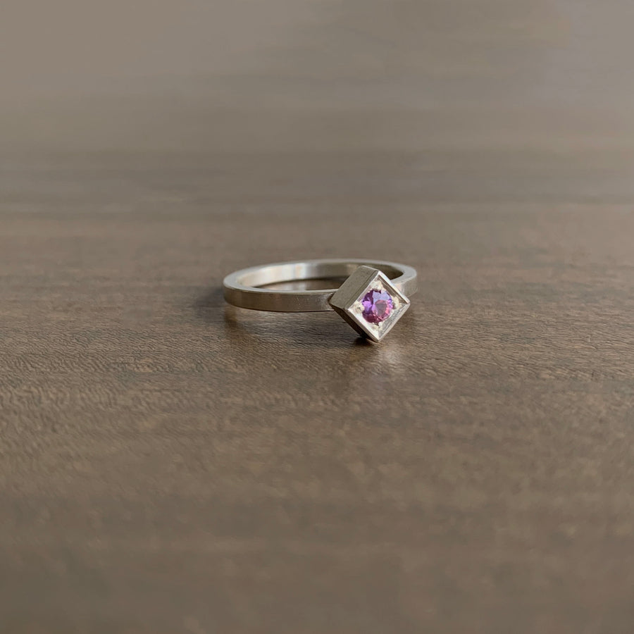 Pink Sapphire Cube Ring