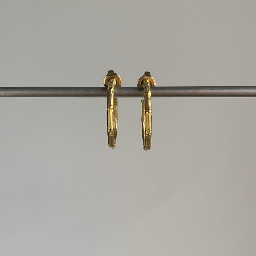 Medium Gold Bamboo Hoop Earrings