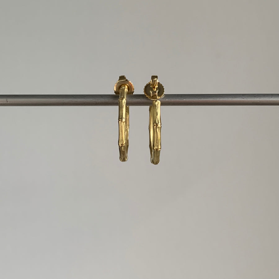 Medium Gold Bamboo Hoop Earrings