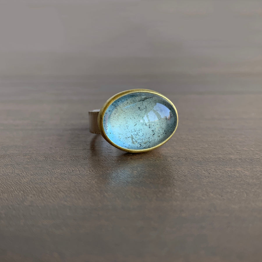 Aquamarine Cabochon East-West Ring