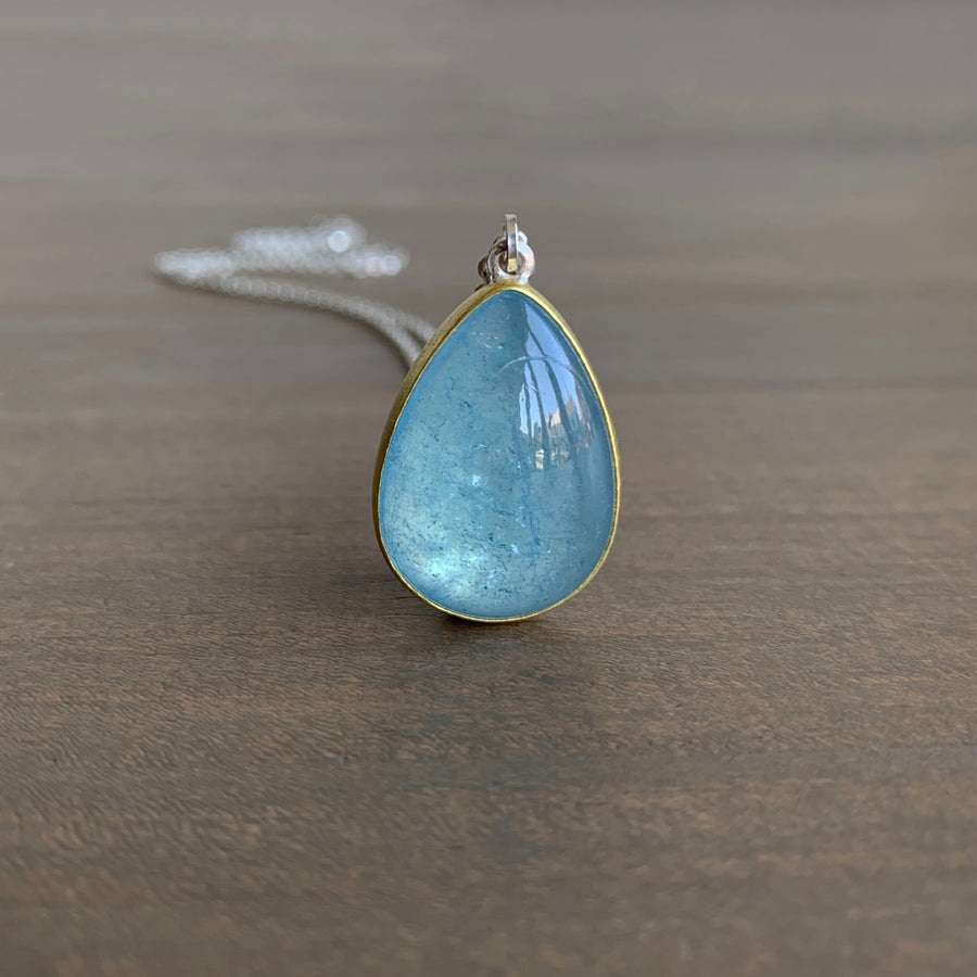 Aquamarine Cabochon Drop Pendant