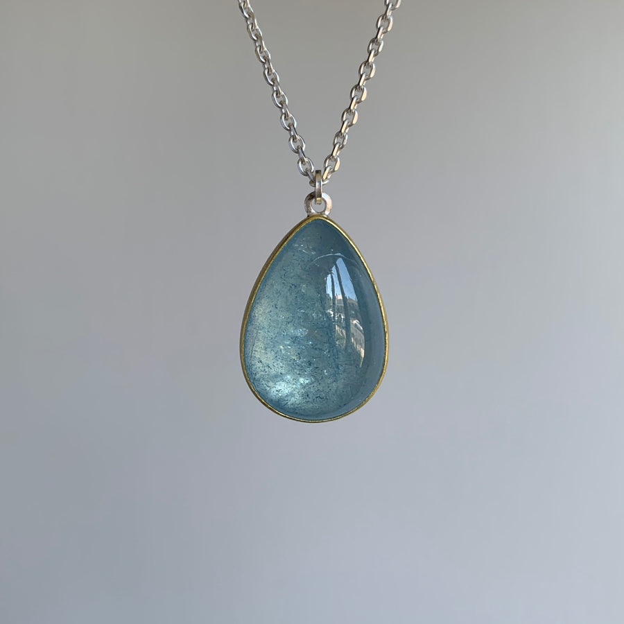 Aquamarine Cabochon Drop Pendant