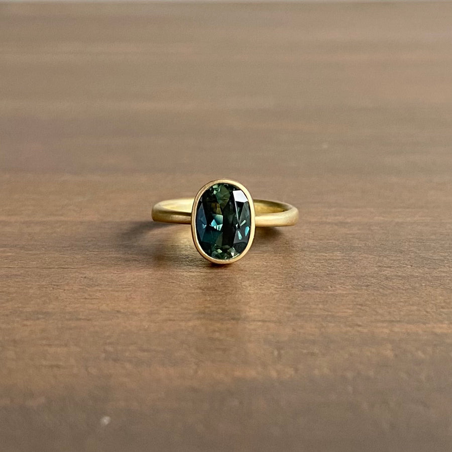 Oval Teal Australian Sapphire Ring