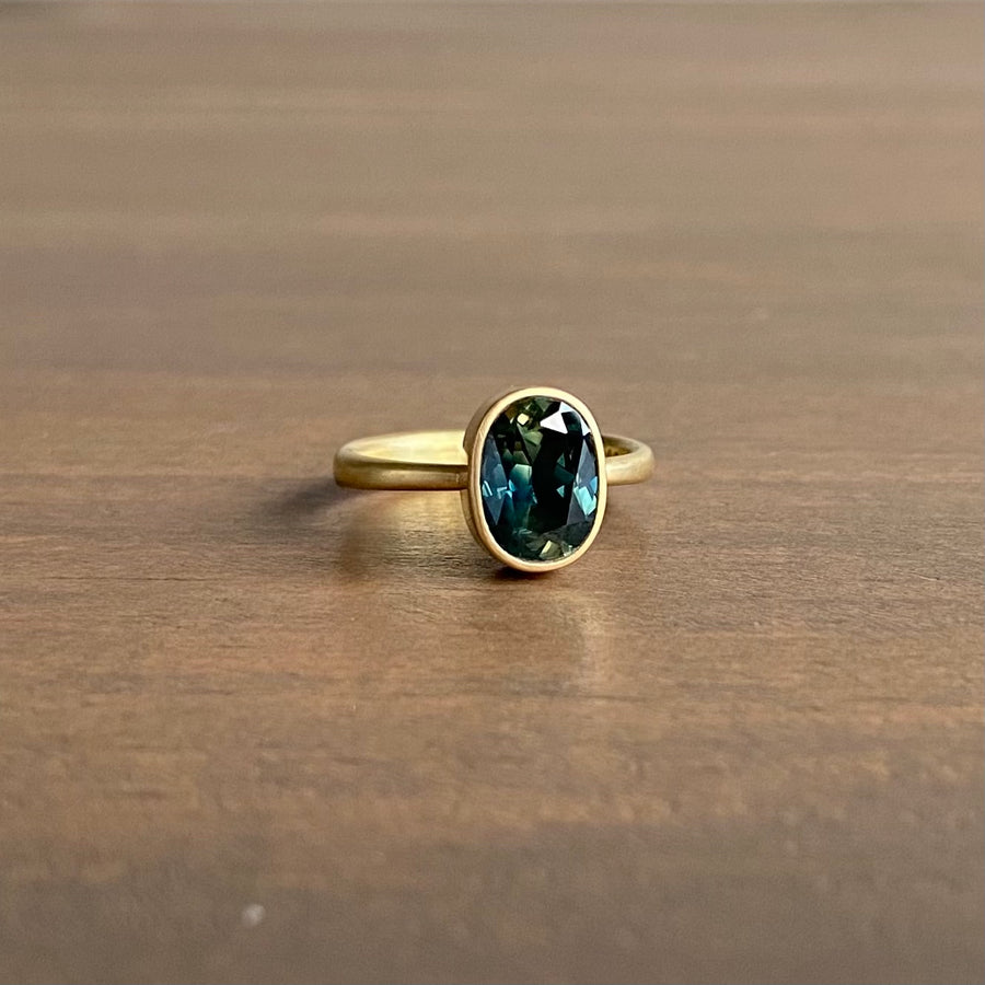 Oval Teal Australian Sapphire Ring