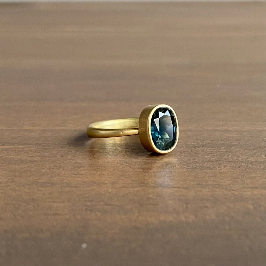 Oval Teal Australian Sapphire Ring