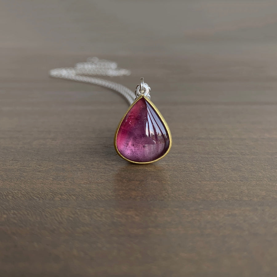 Pink Tourmaline Drop Pendant
