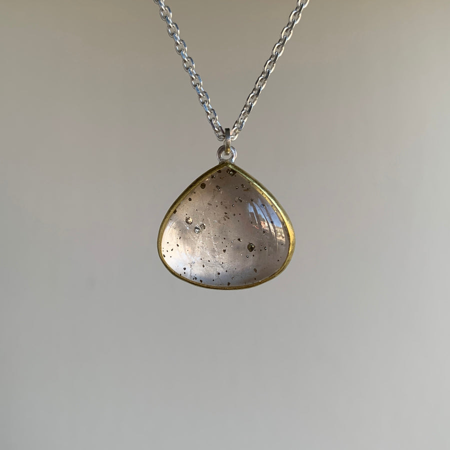 Quartz with Pyrite Drop Pendant